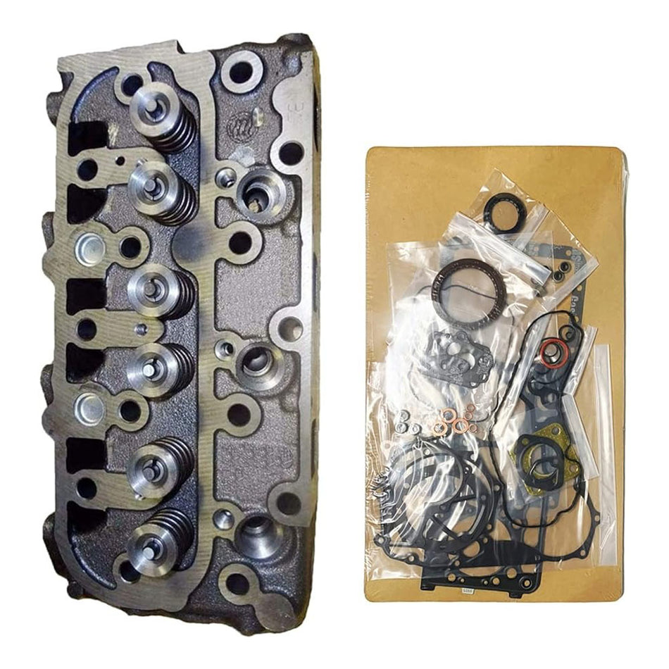 Complete D905 Cylinder Head Assembly & Full Head Gasket Set Compatible with Kubota D905 Engine B1700DT B1700E B1700HST-D Tractor - KUDUPARTS