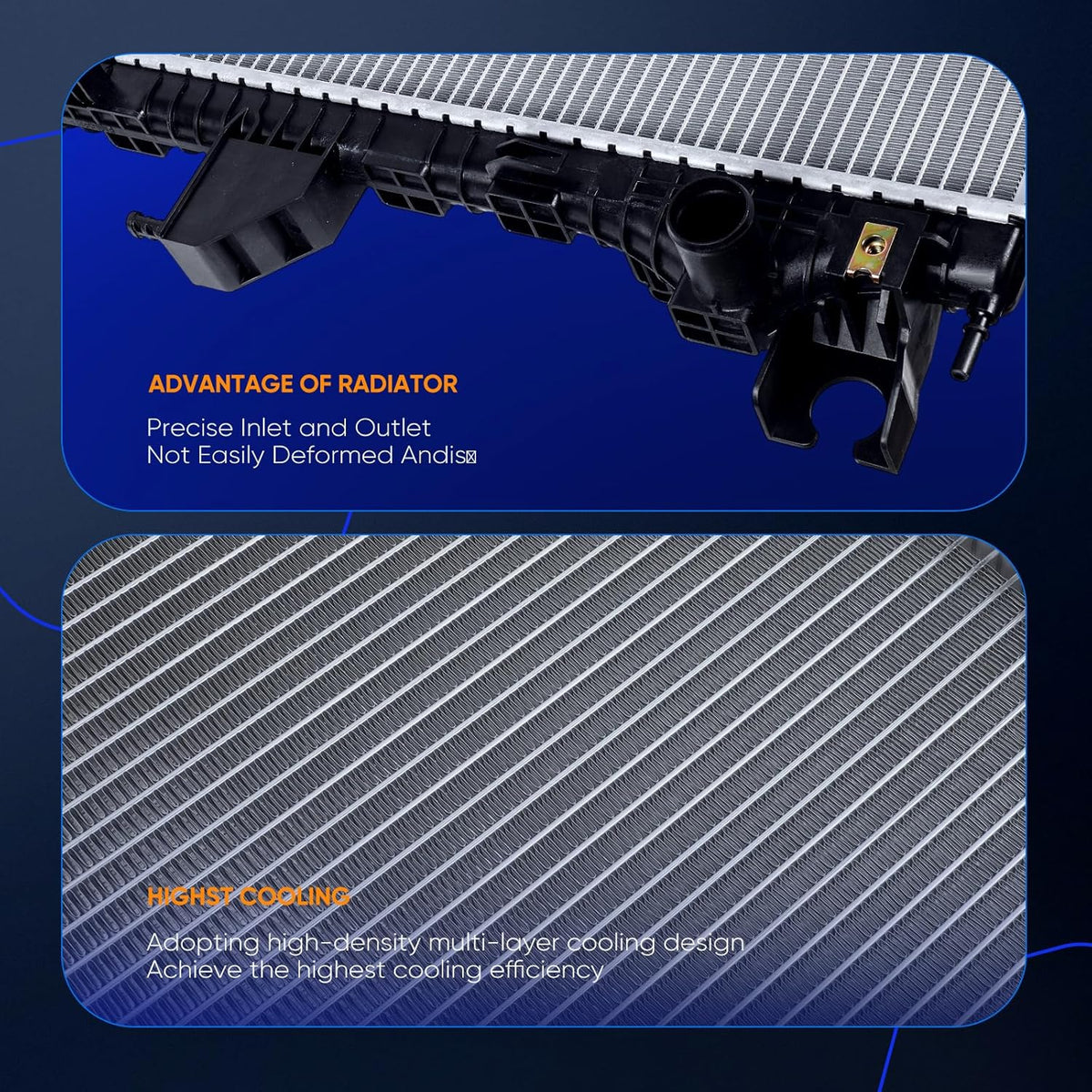 Aluminum Engine Radiator Assembly Compatible with 2019-2023 Ford Ranger - Replaces 13804, CU13804, RAD13804 - KUDUPARTS
