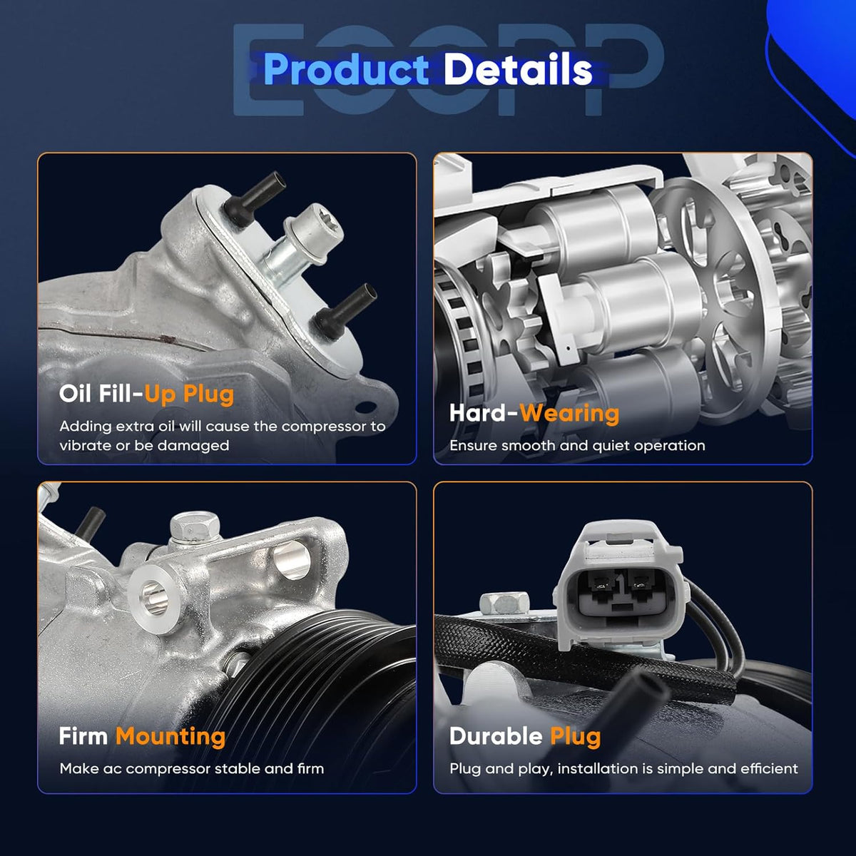 AC Compressor with Clutch - Compatible with Jeep Cherokee 2.4L 2014-2023 & Chrysler 200 2.4L 2015-2017 - KUDUPARTS