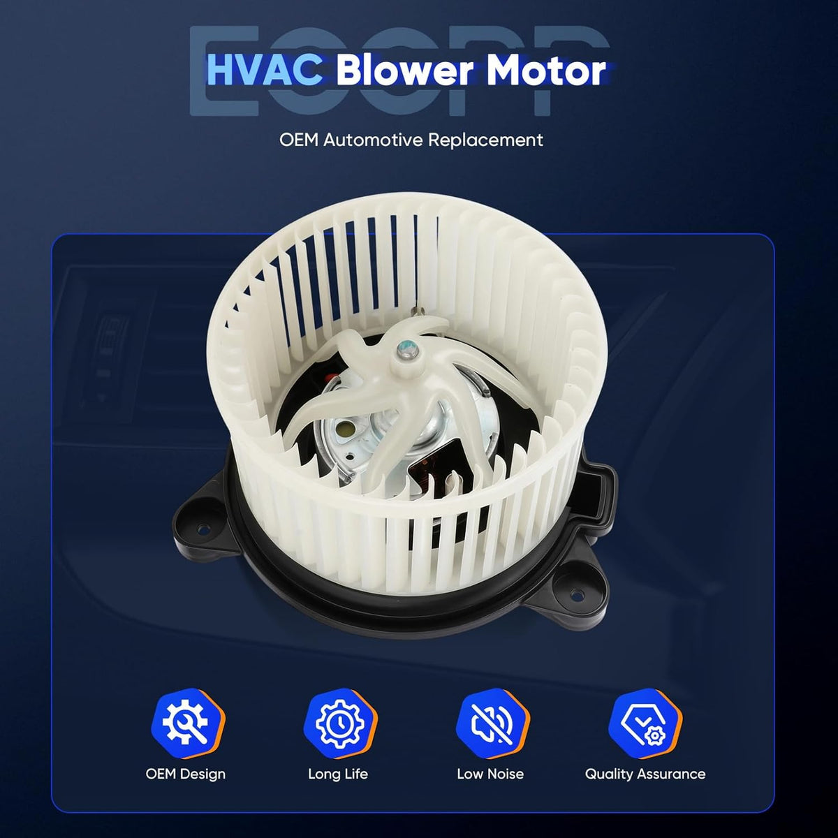 HVAC Blower Motor with Fan Cage Replacement - Compatible with 2005-2010 Dodge Dakota, 2006-2009 Mitsubishi Raider, Ram Dakota - OE Replaces 700198, 5161007AB, 334-58009-000, CH3126125 - KUDUPARTS