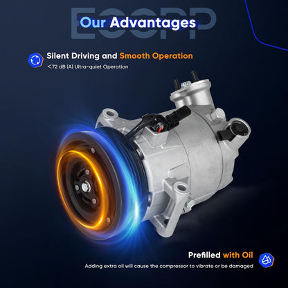 A/C Compressor with Clutch - Compatible with GMC Canyon & Chevrolet Colorado 2.5L (2015-2016)