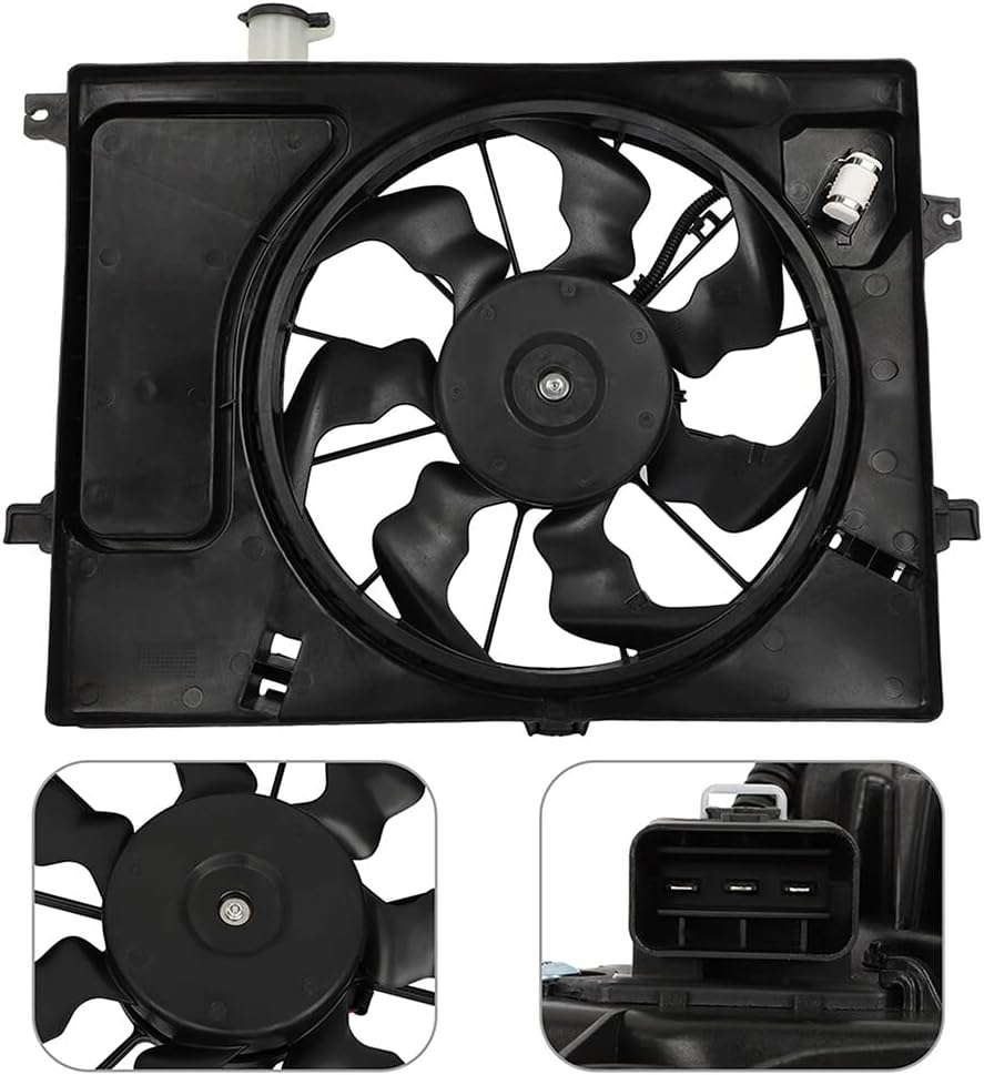 Radiator Fan Assembly 65cm for Hyundai Elantra 2011-2013, Kia Forte 2014, 30dB Noise Level, 3-Pin Power Connector, Beaded Material, Forced Air Cooling, Vehicle Compatible - KUDUPARTS