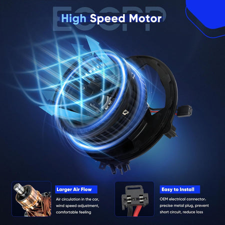 AC Blower Motor Fit for Audi & Volkswagen VW - A3 2015-2020, Q3 2019-2024, Golf, GTI, Jetta 2015 2016 2017 2018 2019 2020 2021 Volkswagen VW - Replace# 700341 5Q0907521E AC Heater Blower Fron - KUDUPARTS