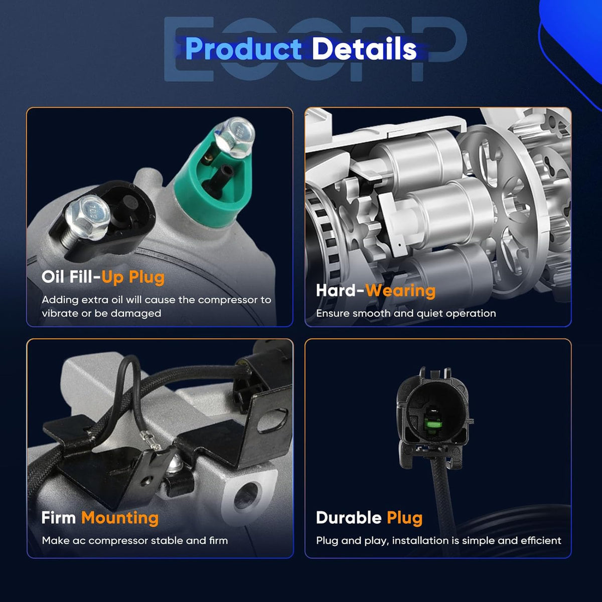 AC Compressor with Clutch 2014-2018 Fit for Kia Forte Forte5 for Hyundai Elantra GT 2.0L Air Conditioning Compressor Fast Cooling - KUDUPARTS