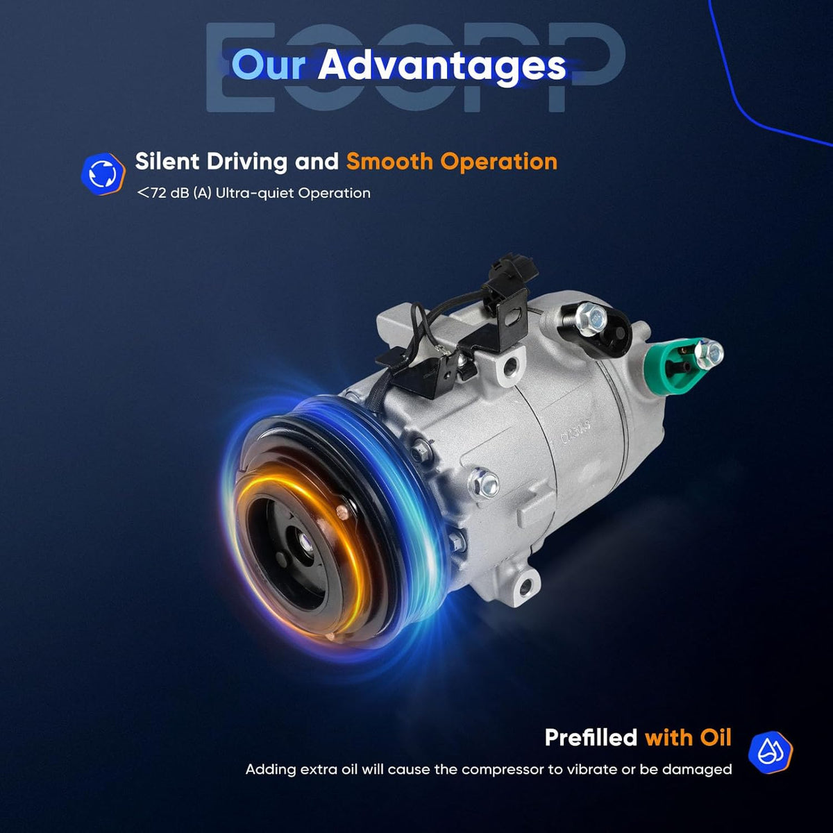 AC Compressor with Clutch 2014-2018 Fit for Kia Forte Forte5 for Hyundai Elantra GT 2.0L Air Conditioning Compressor Fast Cooling - KUDUPARTS