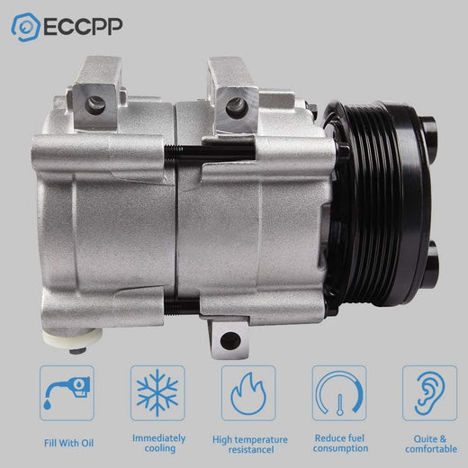 AC Compressor with Clutch 1994-2007 Fit for Ford for F-150 for F-250 for F-350 for F450 for F550 for Ford Mustang for Mercury Cougar 4.6L 5.4L 6.8L AC Compressor 6 Grooves FS10 - KUDUPARTS
