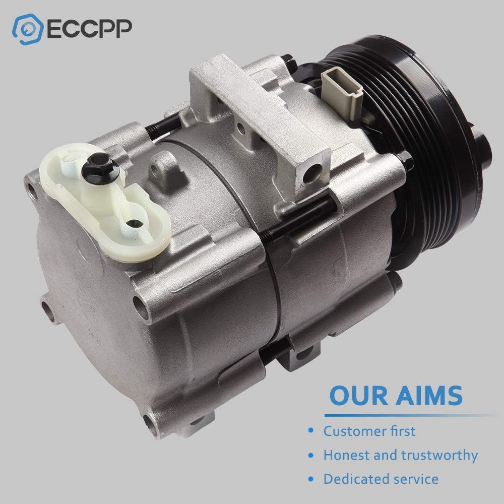 AC Compressor with Clutch 1994-2007 Fit for Ford for F-150 for F-250 for F-350 for F450 for F550 for Ford Mustang for Mercury Cougar 4.6L 5.4L 6.8L AC Compressor 6 Grooves FS10