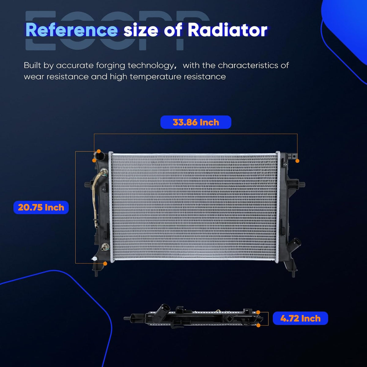 Aluminum Radiator Assembly for 2022-2023 Hyundai Kona 1.6L & 2.0L - Engine Coolant Radiator Replacement - KUDUPARTS