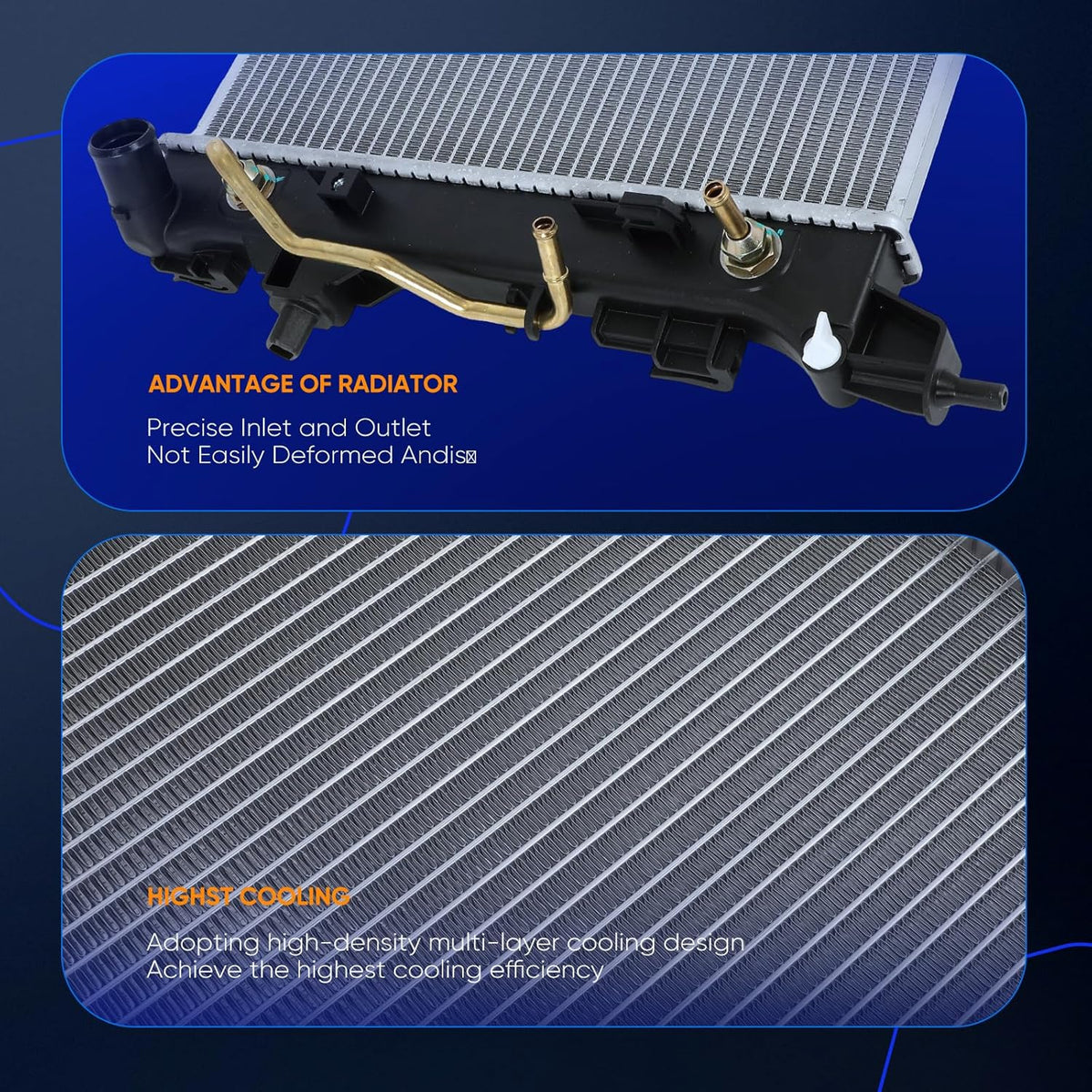 Aluminum Radiator Assembly for 2022-2023 Hyundai Kona 1.6L & 2.0L - Engine Coolant Radiator Replacement - KUDUPARTS