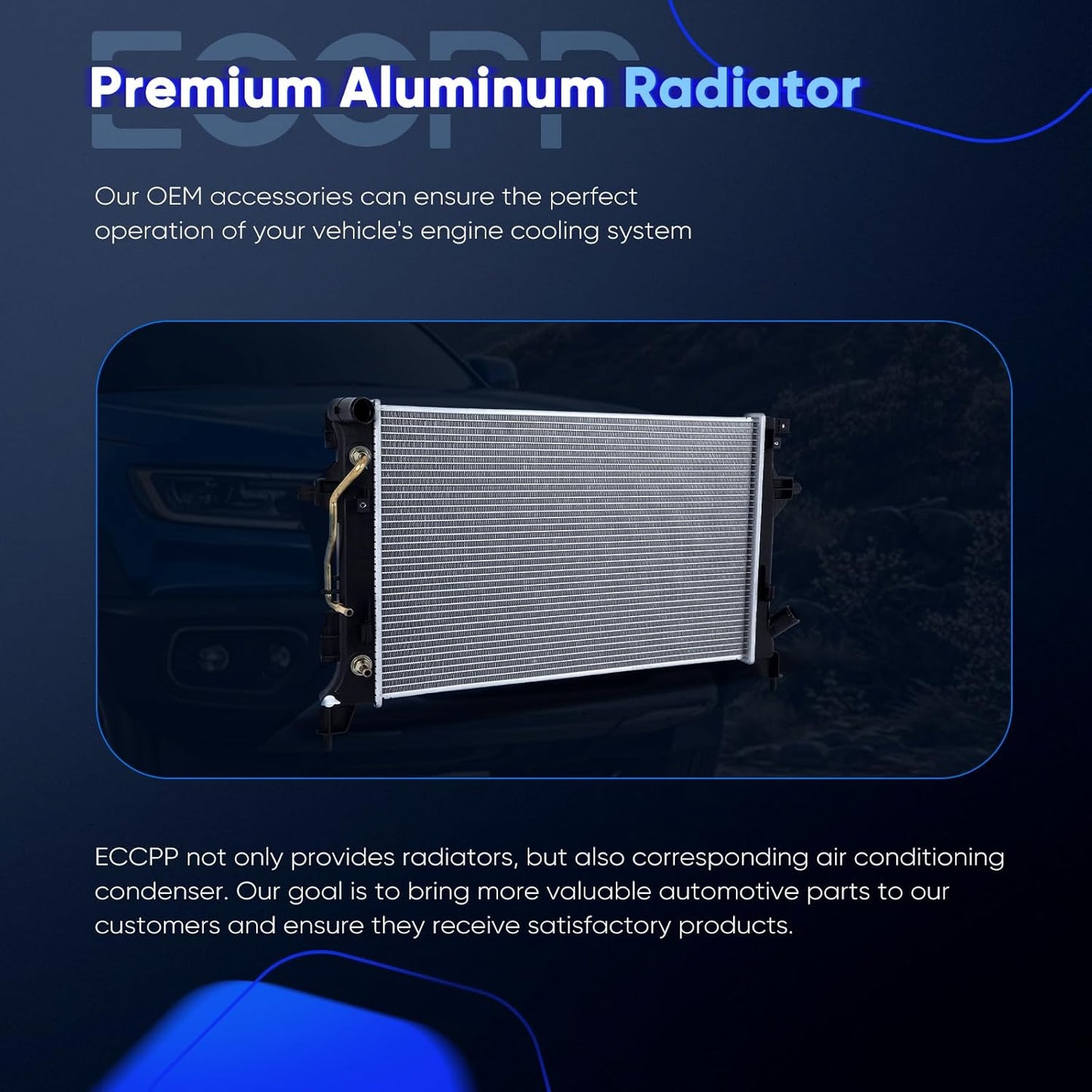 Aluminum Radiator Assembly for 2022-2023 Hyundai Kona 1.6L & 2.0L - Engine Coolant Radiator Replacement