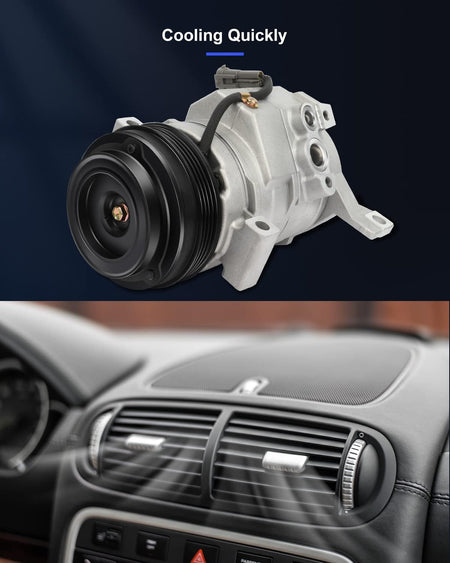 Fast Cooling A/C Compressor with Clutch, 4 Groove - Compatible with 2006-2016 Chevrolet Express 1500/2500 - KUDUPARTS