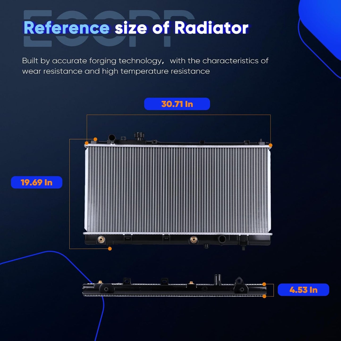 2303 Radiator for 1999-2003 Mazda Protege: 1.6L (1999-2000), 1.8L (2001-2003), 2.0L (2002-2003) & Protege5 2.0L