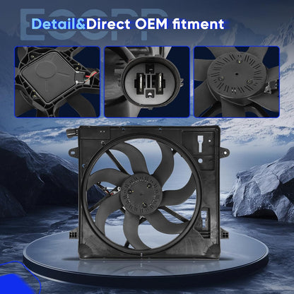 Radiator Cooling Fan Assembly Compatible with 2012-2017 for Jeep Wrangler,Replace 624080,6010277,76366,621-601,68143894AB,CF13078,68143894AA,68143894AB,621601,CH3115188
