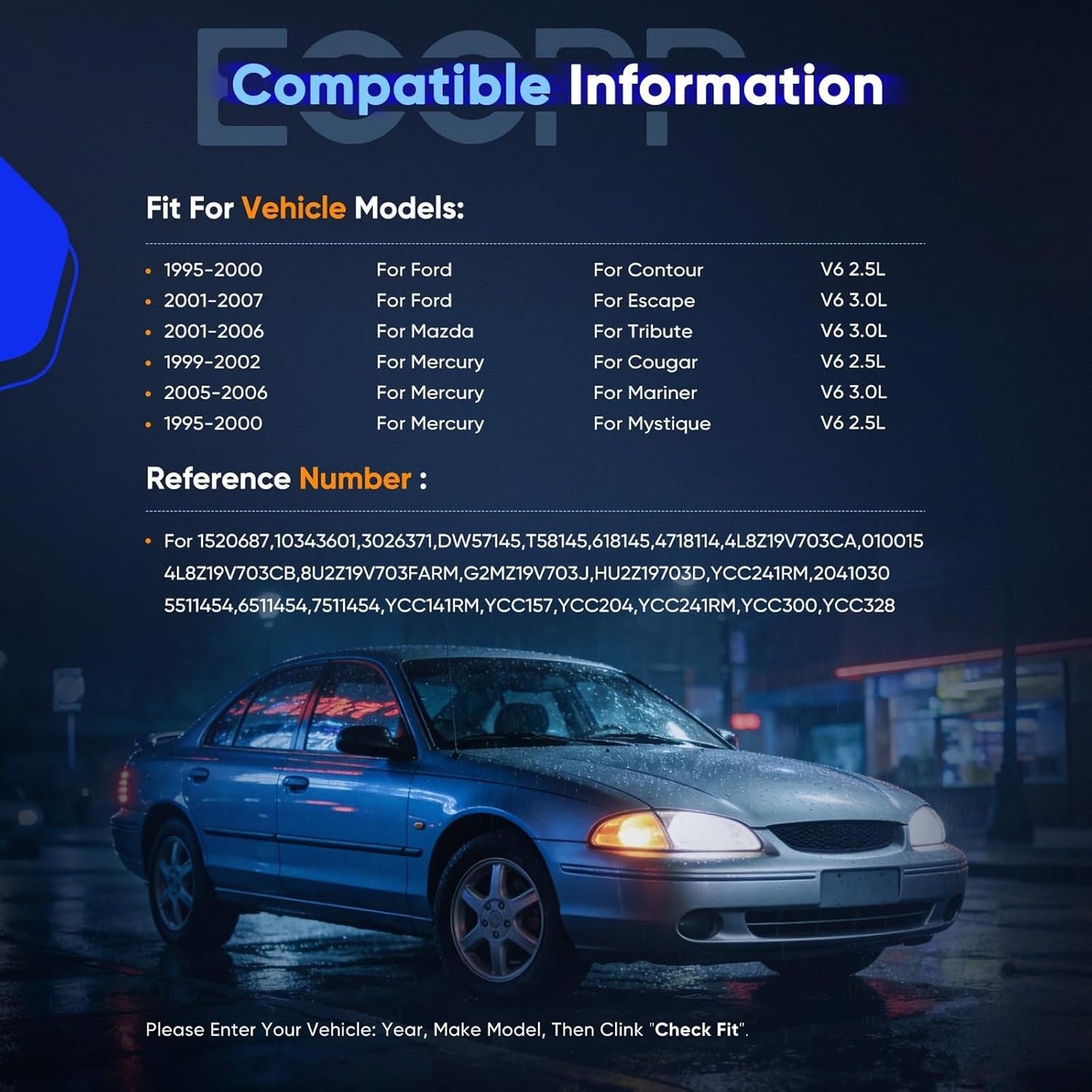 A/C Compressor with Clutch Compatible with Ford Contour 2.5L (1995-2000) & Mazda Tribute 3.0L (2001-2006)