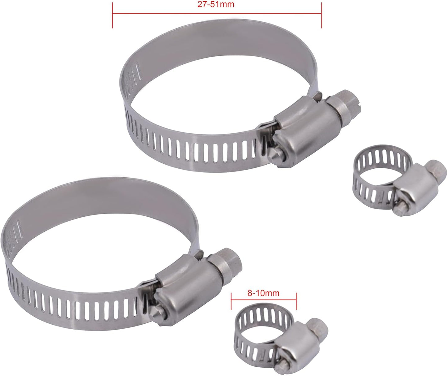 Replacement 2443 Radiator Hose Clamp - 8-10mm & 30-50mm - Fits 2002-2006 Honda CR-V 2.4L, 2003-2006 Honda Element 2.4L