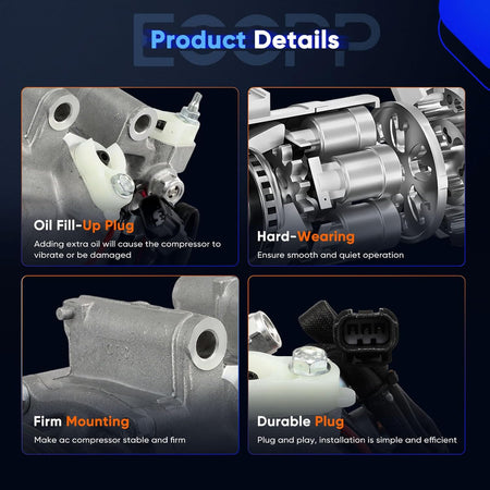 A/C Compressor with Clutch – Compatible with 2012-2015 Honda Civic 1.8L & 2013-2015 Acura ILX 2.0L - KUDUPARTS