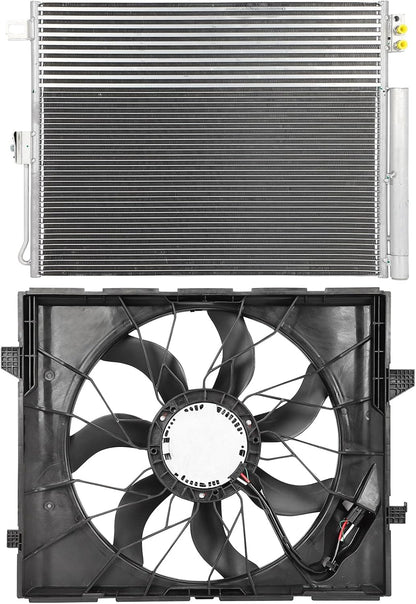Cooling Fan Assembly A/C Condenser Fit for 2011-2013 Dodge Durango & Jeep Grand Cherokee (Replaces 3893, CN3893PFXC, 55038003AE/AF/AG, CH3030242)