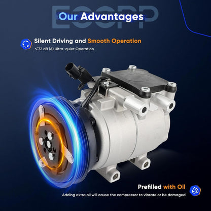 A/C Compressor with Clutch – Compatible with 2003-2005 Kia Rio 1.6L