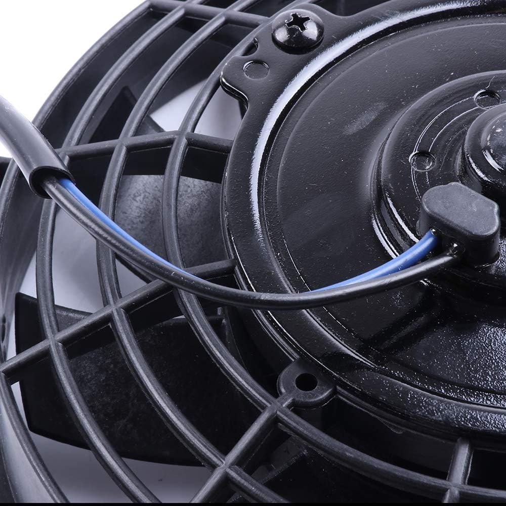 7" Universal Slim Electric Radiator Cooling Fan – 12V Push/Pull Mount Kit, Black Plastic