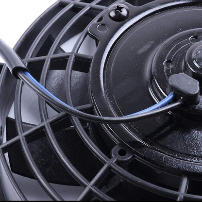 7" Universal Slim Electric Radiator Cooling Fan – 12V Push/Pull Mount Kit, Black Plastic