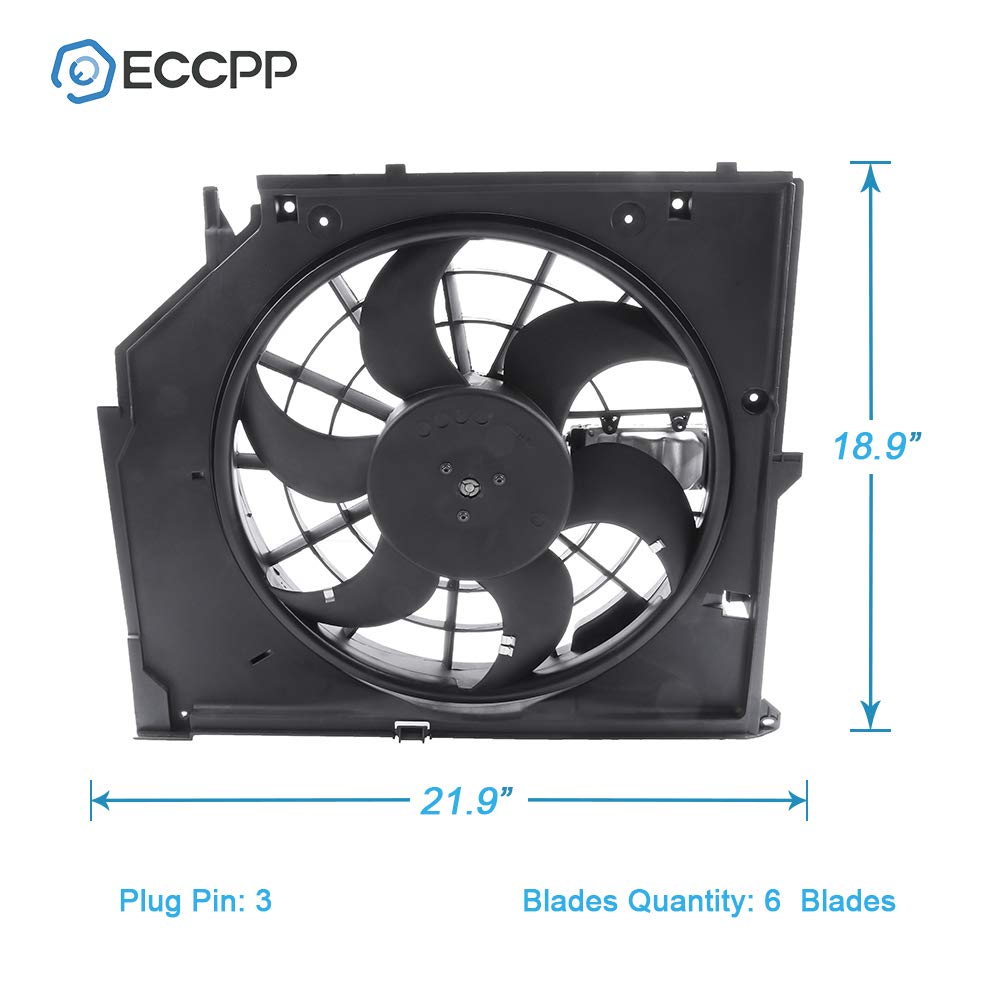 Radiator Condenser Cooling Fan Assembly Replacement for BMW 320i 325Ci 325i 328i 330Ci 330i 330xi (2001-2005)