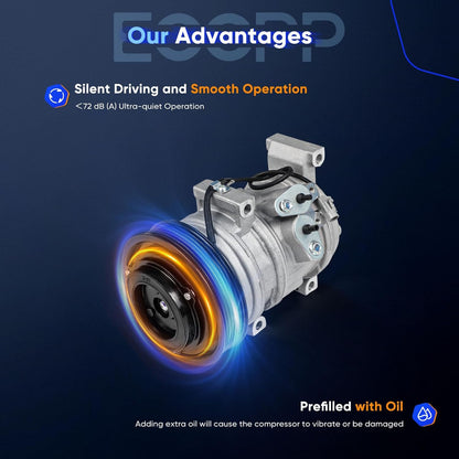 AC Compressor with Clutch – Compatible with 2005-2006 Scion tC 2.4L Air Conditioning Compressor