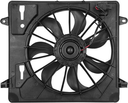 Radiator Cooling Fan Assembly Compatible with 2007-2011 Jeep Wrangler – Engine Cooling Fan Replacement (620-055, 621680, 76035, CF13027, FA70437, 55056642AB, 55057123AB, 68085950AA)