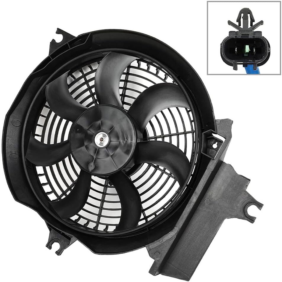Radiator Cooling Fan Assembly Compatible with Hyundai Santa Fe 2001-2006 – Replaces 674-59593, 321-55010-200, HY3113109, 9773026200, 9773026150, 9778626200, 9773726000, 9773526101, 610610