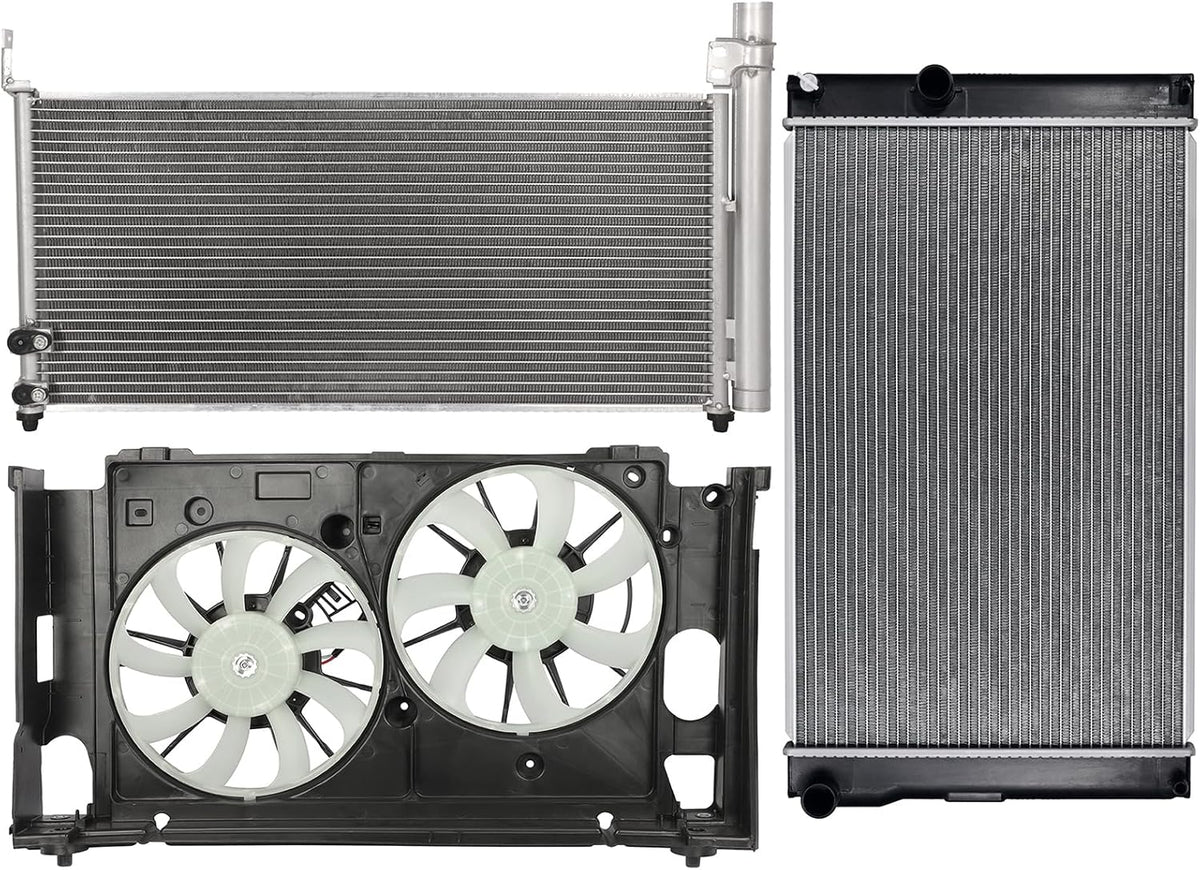 Cooling Fan*1 + Radiator*1 + Condenser*1 Replacement for 2011-2017 Lexus CT200h, 2010-2015 Toyota Prius, 2012-2016 Toyota Prius V - KUDUPARTS