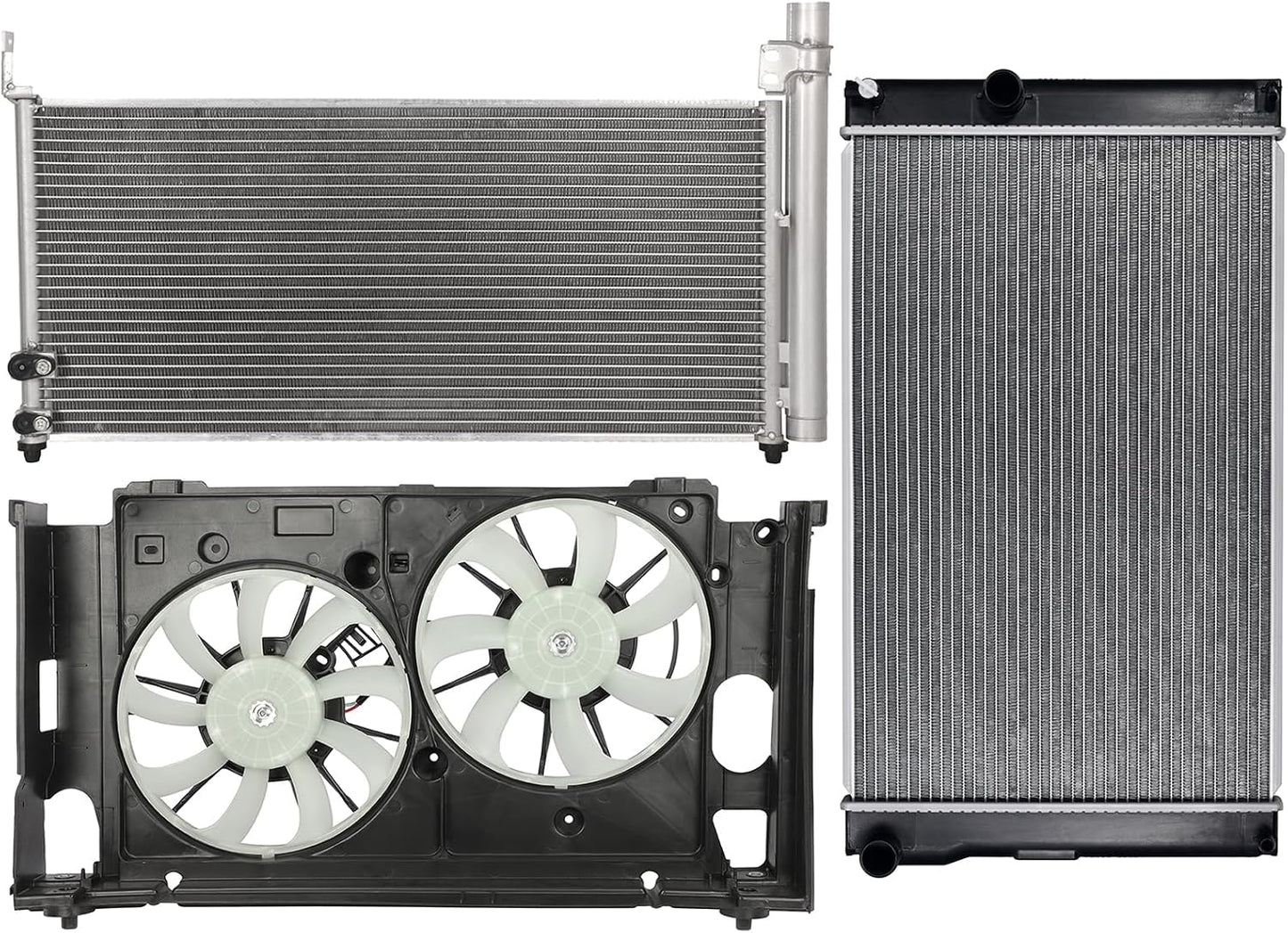 Cooling Fan*1 + Radiator*1 + Condenser*1 Replacement for 2011-2017 Lexus CT200h, 2010-2015 Toyota Prius, 2012-2016 Toyota Prius V