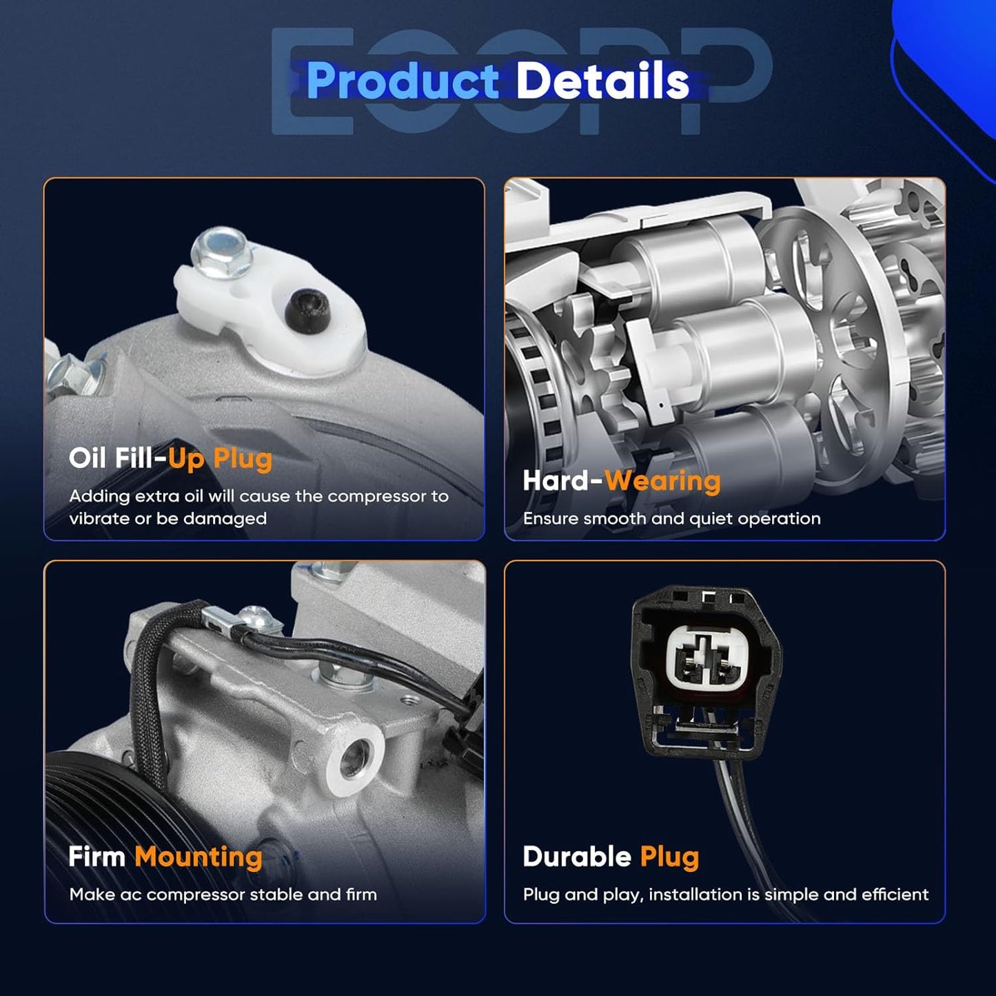 AC Compressor with Clutch 2005-2011 Fit for Cadillac STS 3.6L Air Conditioning Compressor
