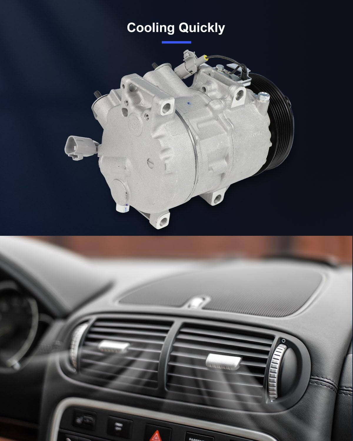 AC Compressor with Clutch – Fits 2007-2011 Toyota Camry 3.5L & 2005-2012 Toyota Avalon 3.5L | Fast Cooling, 7 Grooves