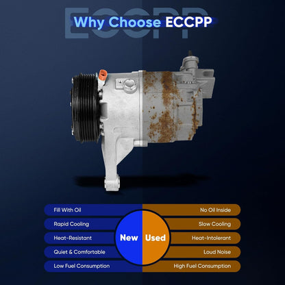 AC Compressor with Clutch – Compatible with 2007-2010 Chevrolet Malibu & Pontiac G6 3.5L