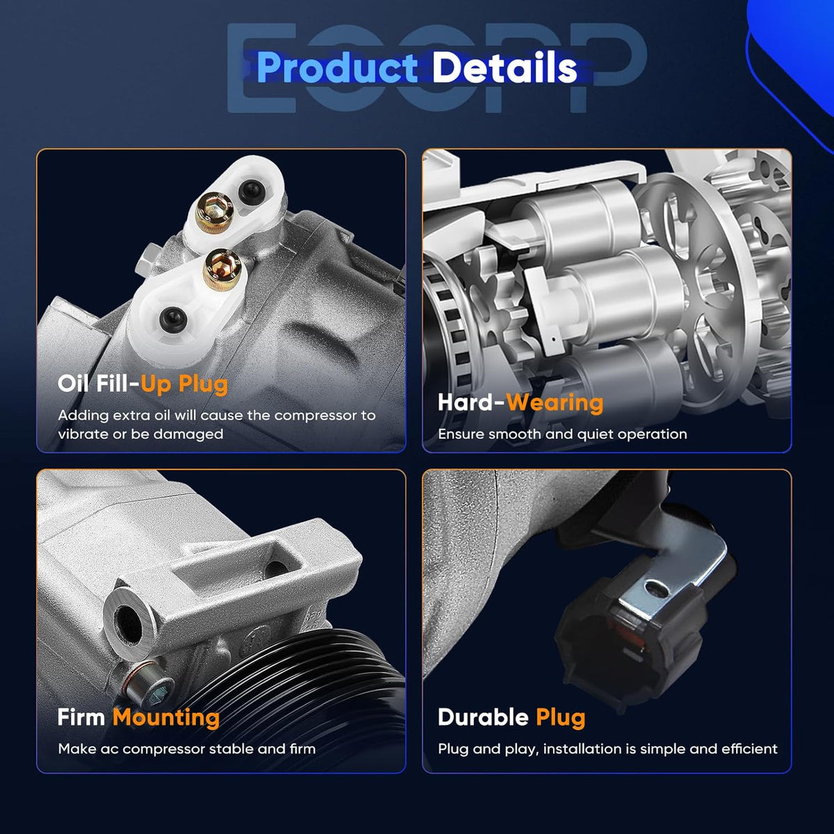 AC Compressor with Clutch Compatible with Infiniti I35 3.5L 2002-2004 & Nissan Maxima 3.5L 2002-2003 - KUDUPARTS