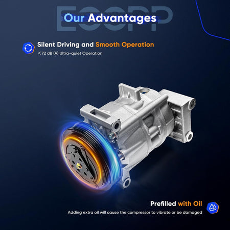 AC Compressor with Clutch Compatible with Infiniti I35 3.5L 2002-2004 & Nissan Maxima 3.5L 2002-2003 - KUDUPARTS