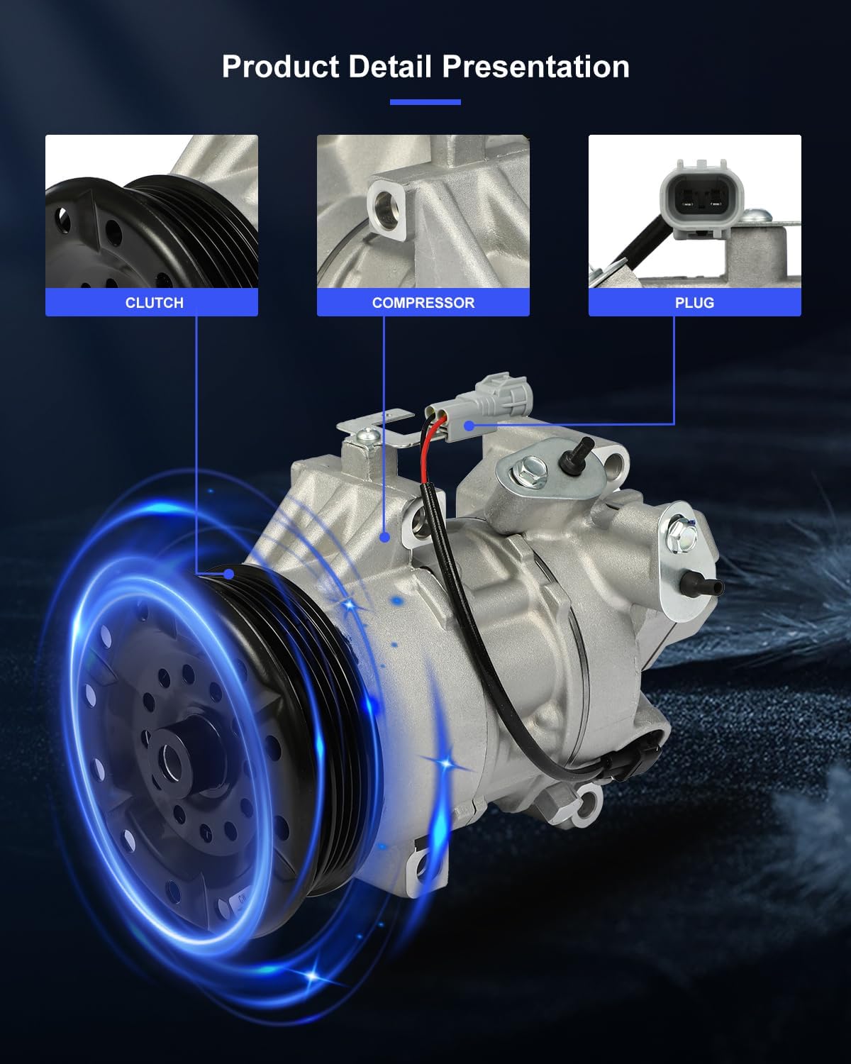 AC Compressor Fast Cooling – Compatible with Scion xA xB 2004-2006, 4 Grooves, 5SE09C