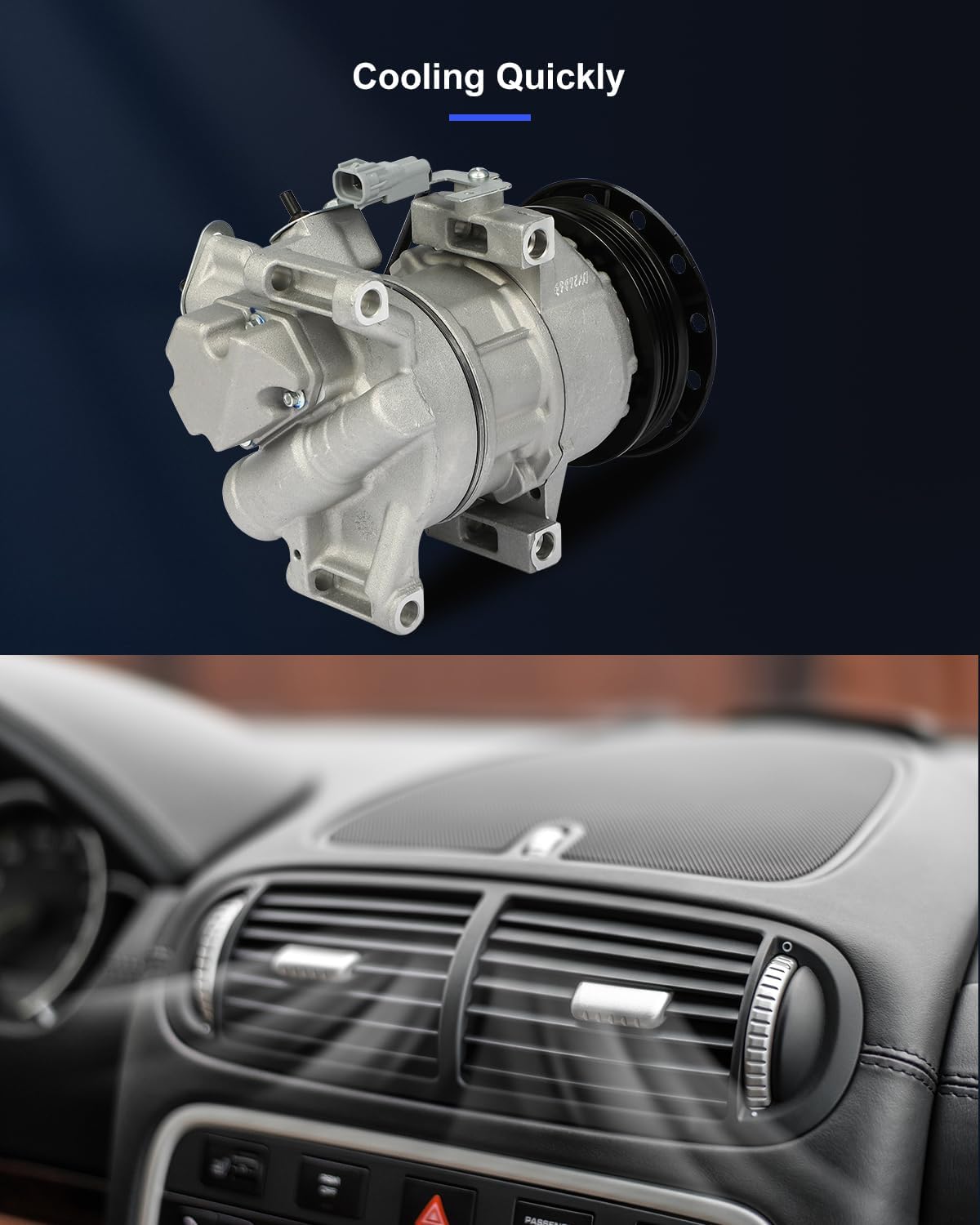 AC Compressor Fast Cooling – Compatible with Scion xA xB 2004-2006, 4 Grooves, 5SE09C