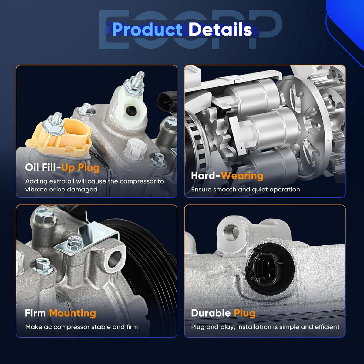 A/C Compressor with Clutch – Compatible with 2012-2014 Ford Edge & Explorer 2.0L - KUDUPARTS
