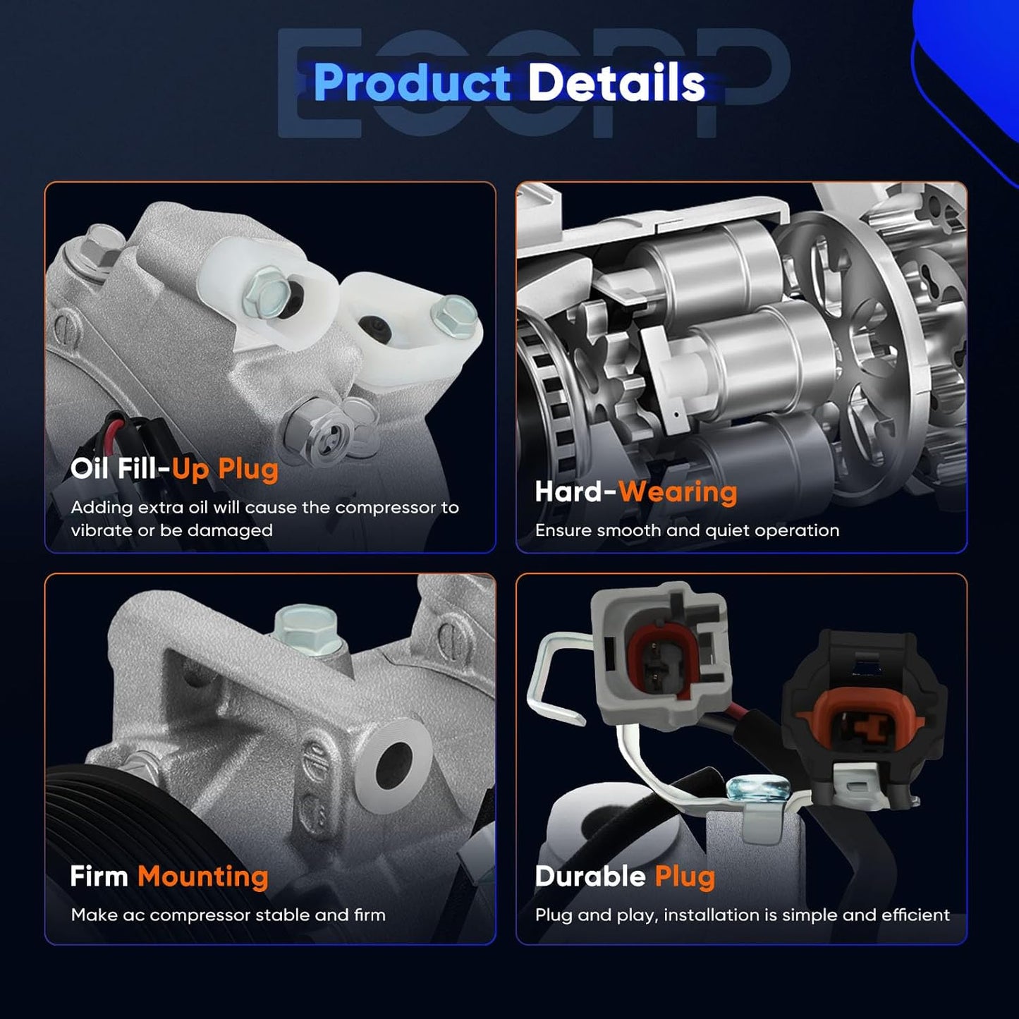 A/C Compressor with Clutch for Infiniti EX35, FX35 3.5L (2009-2012) & Q70L, Q60, QX50 3.7L (2014-2015)