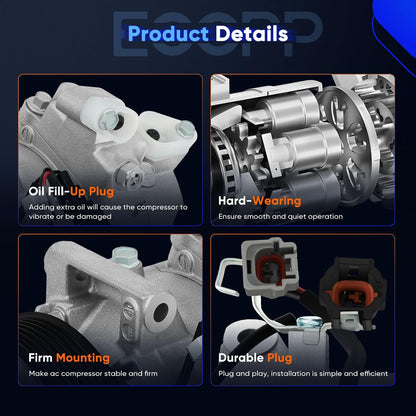 A/C Compressor with Clutch for Infiniti EX35, FX35 3.5L (2009-2012) & Q70L, Q60, QX50 3.7L (2014-2015)