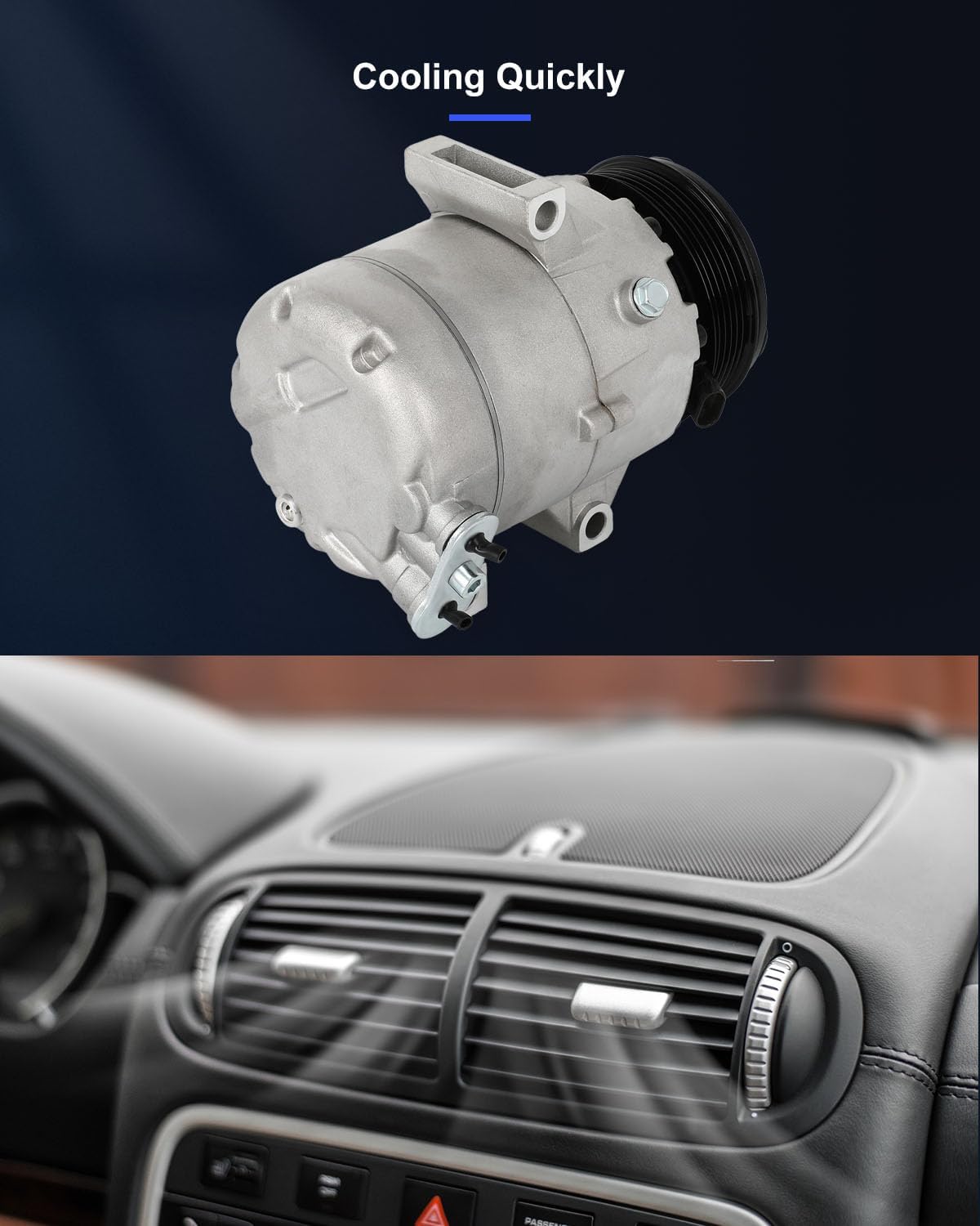 A/C Compressor with Clutch – Fits 2005-2006 Pontiac G6 3.5L & 2004-2006 Chevy Malibu 3.5L – Fast Cooling, 6 Grooves