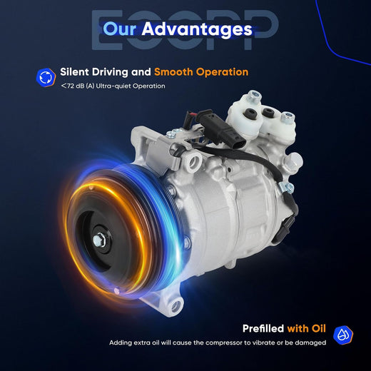 Mercedes-Benz AC Compressor with Clutch – Fits C300, E300, GLC300 2.0L (2015-2022) - KUDUPARTS