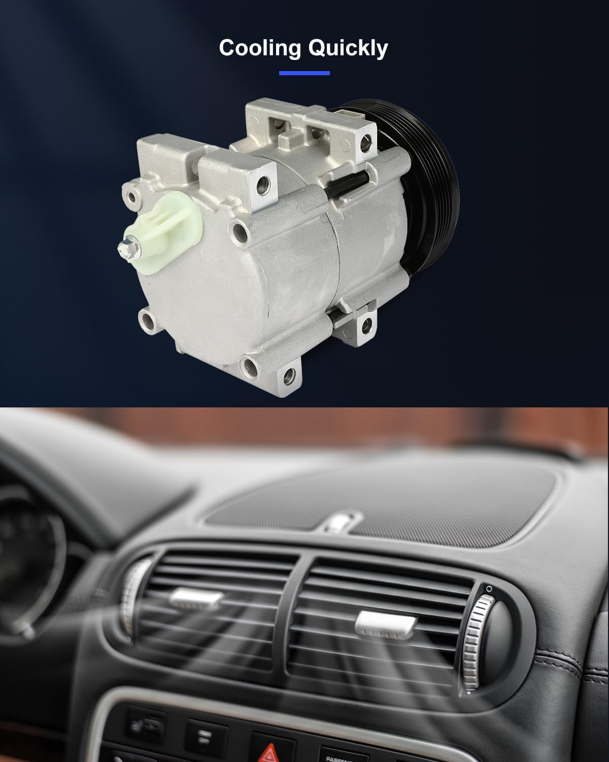 AC Compressor Fast Cooling – Compatible with Ford Bronco 5.0L (1990–1995) & Ford F-150 4.9L, 5.0L, 5.8L (1994–1996) - KUDUPARTS