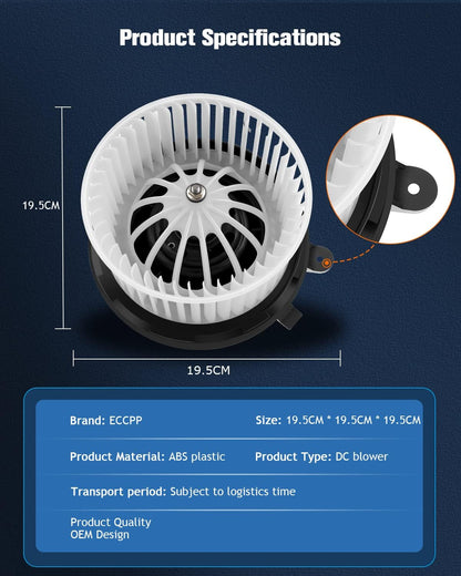 HVAC AC Heater Blower Motor with Fan Cage, Front – Compatible with 2011 Mercedes-Benz C180, 2010–2011 C200, 2008–2009 C230