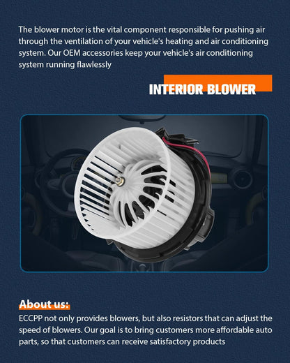 HVAC AC Heater Blower Motor with Fan Cage, Front – Compatible with 2011 Mercedes-Benz C180, 2010–2011 C200, 2008–2009 C230