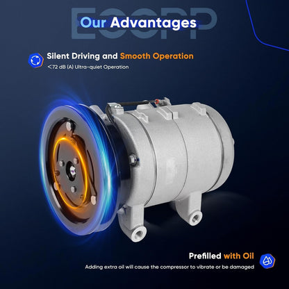 AC Compressor with Clutch – Rapid Cooling – Compatible with Nissan Pickup 2.4L (1994-2004) & Pathfinder 2.4L (1987-1988)
