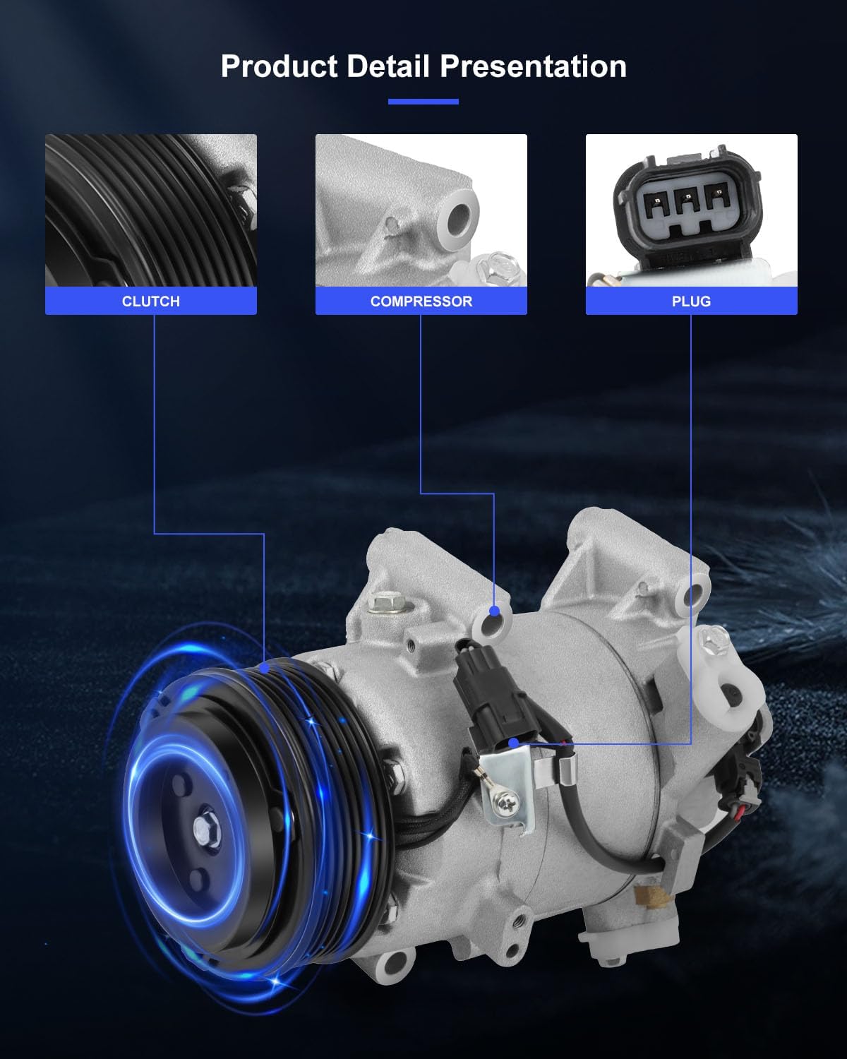 A/C Compressor with Clutch – Compatible with 2016-2021 Honda Civic 1.5L & 2017-2022 Honda CR-V 1.5L