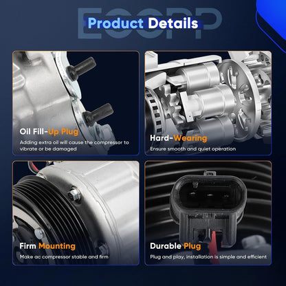 AC Compressor with Clutch – Compatible with BMW 230i, 320i, 328d, 330i, 340i, X3, X4, Z4 2.0L (2017-2020)