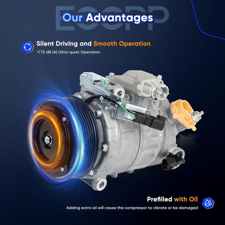 AC Compressor with Clutch | Fits 2015-2018 Ford Edge, Lincoln MKX/MKZ 2.7L 3.0L 3.7L | Fast Cooling - KUDUPARTS