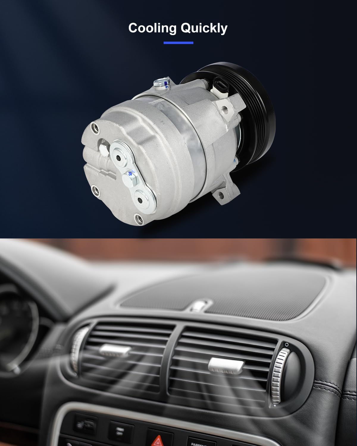 AC Compressor Fast Cooling – Compatible with 1994-2002 Chevrolet Cavalier & Pontiac Sunfire 2.2L Air Conditioning Compressor
